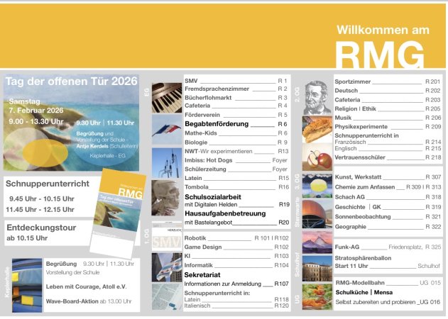 Programm zum Tag der offenen Tür
